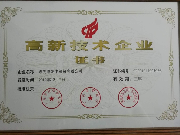China DONGGUAN MAUFUNG MACHINERY CO.,LTD Certificaciones